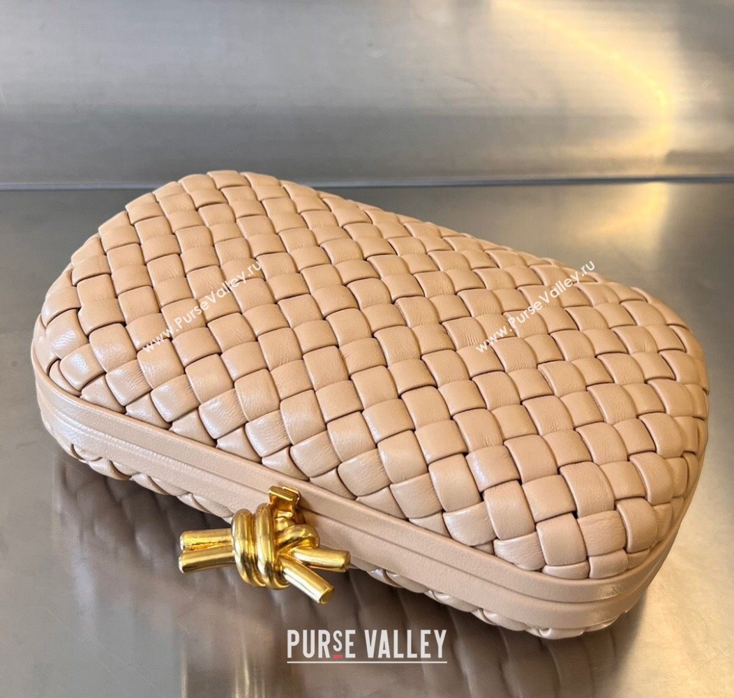 Bottega Veneta Knot Minaudiere Clutch in Padded Intreccio Leather 717622 Almond Apricot 2024 (WT-241217081)