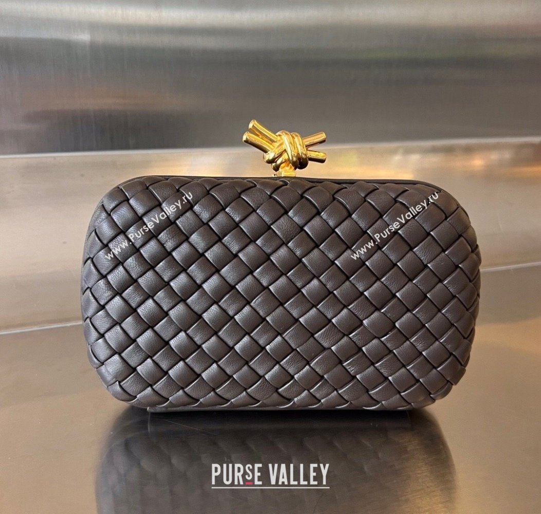 Bottega Veneta Knot Minaudiere Clutch in Padded Intreccio Leather 717622 Fondant Brown 2024 (WT-241217082)