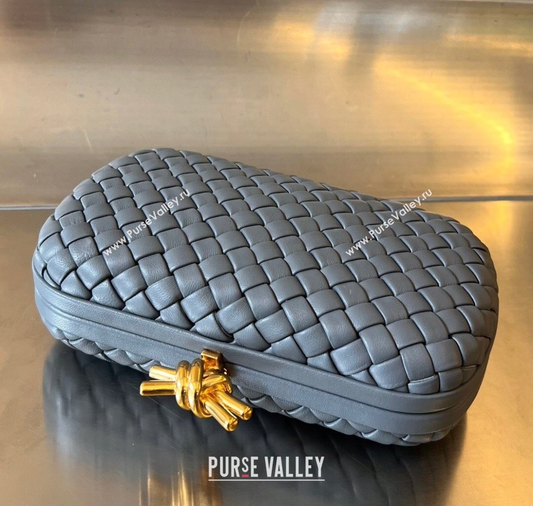 Bottega Veneta Knot Minaudiere Clutch in Padded Intreccio Leather 717622 Thunder Grey 2024 (WT-241217083)