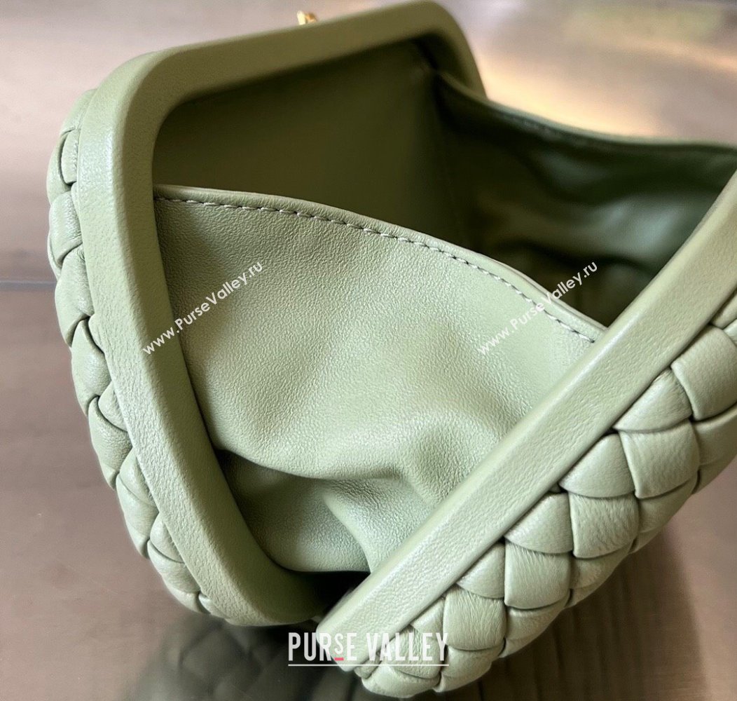 Bottega Veneta Knot Minaudiere Clutch in Padded Intreccio Leather 717622 Travertine Green 2024 (WT-241217085)