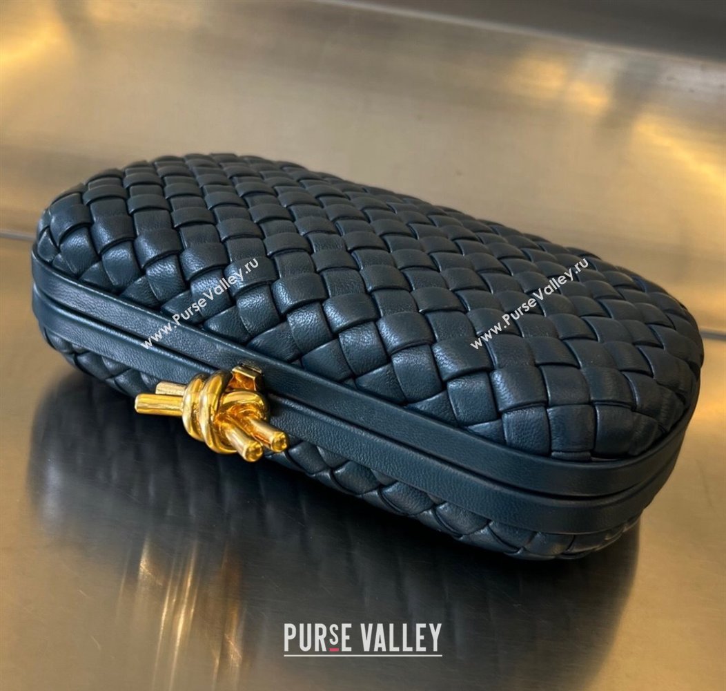 Bottega Veneta Knot Minaudiere Clutch in Padded Intreccio Leather 717622 Dark Blue 2024 (WT-241217086)