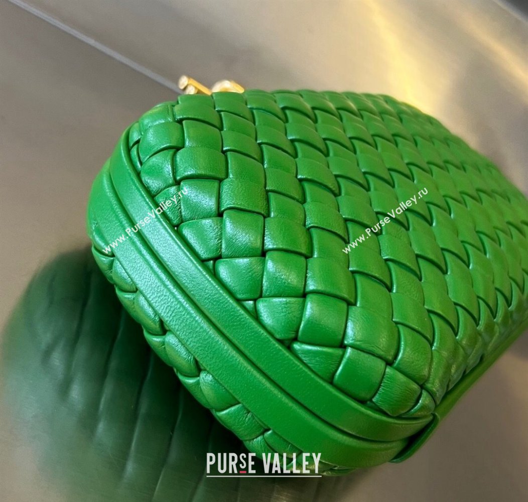 Bottega Veneta Knot Minaudiere Clutch in Padded Intreccio Leather 717622 Green2 2024 (WT-241217087)