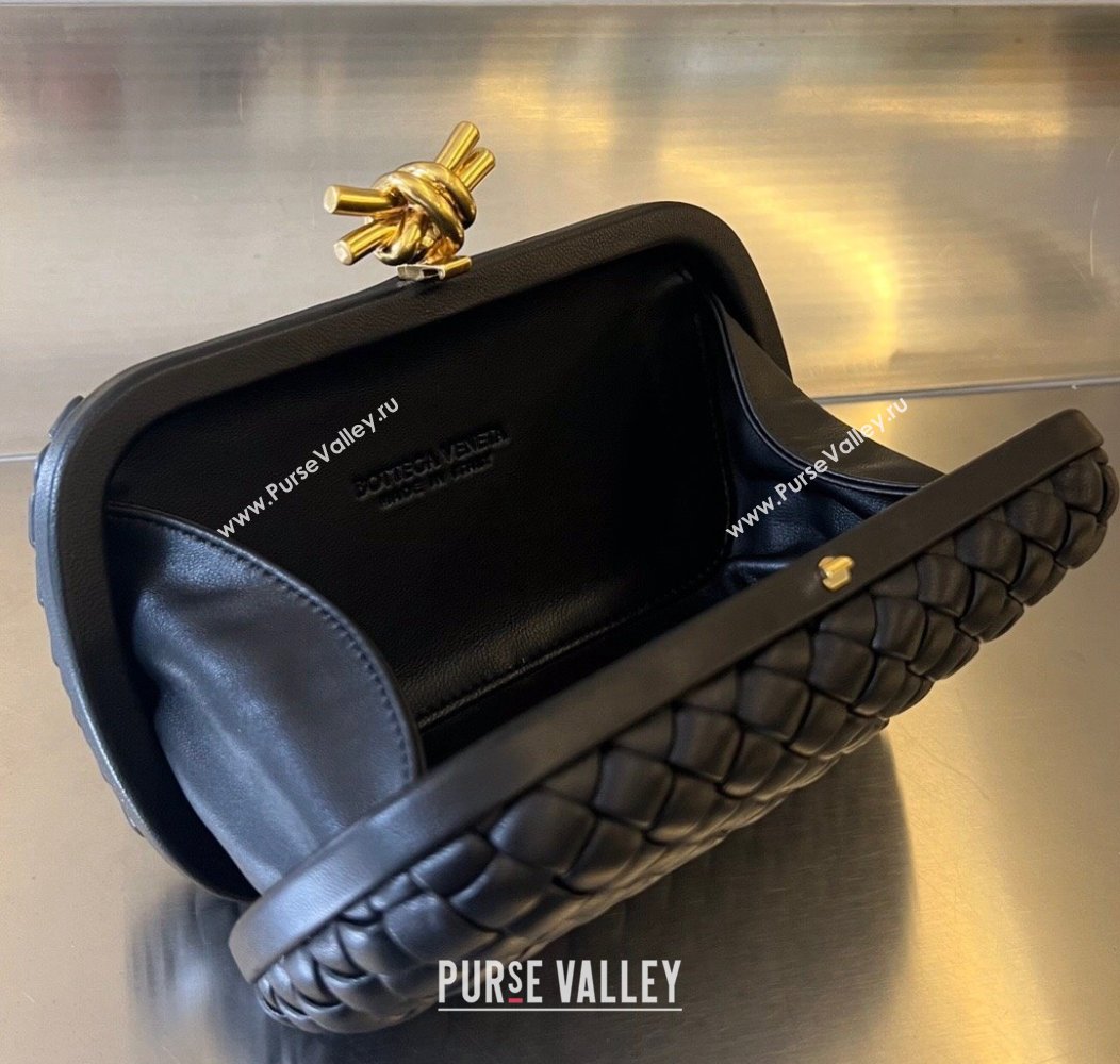 Bottega Veneta Knot Minaudiere Clutch in Padded Intreccio Leather 717622 Black 2024 (WT-241217089)