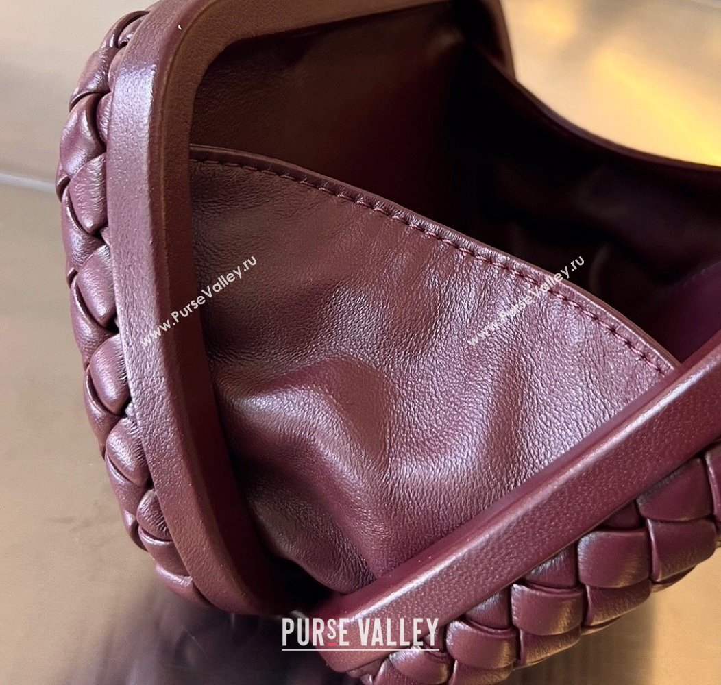 Bottega Veneta Knot Minaudiere Clutch in Padded Intreccio Leather 717622 Burgundy 2024 (WT-241217090)