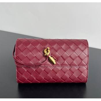 Bottega Veneta Andiamo Large Wallet in Intrecciato Leather Burgundy 2024 741504 (WT-241217003)