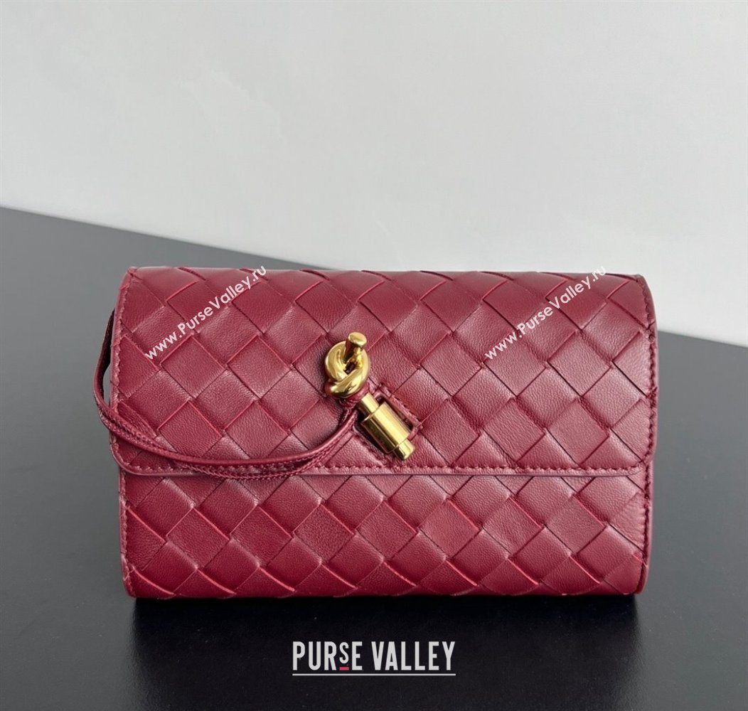 Bottega Veneta Andiamo Large Wallet in Intrecciato Leather Burgundy 2024 741504 (WT-241217003)