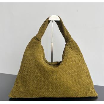 Bottega Veneta Large Hop Hobo Bag Intrecciato Suede Olive Green 2024 763970 (WT-241217019)