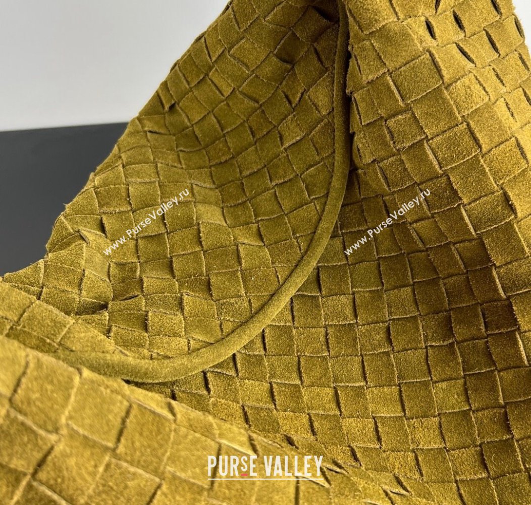 Bottega Veneta Large Hop Hobo Bag Intrecciato Suede Olive Green 2024 763970 (WT-241217019)