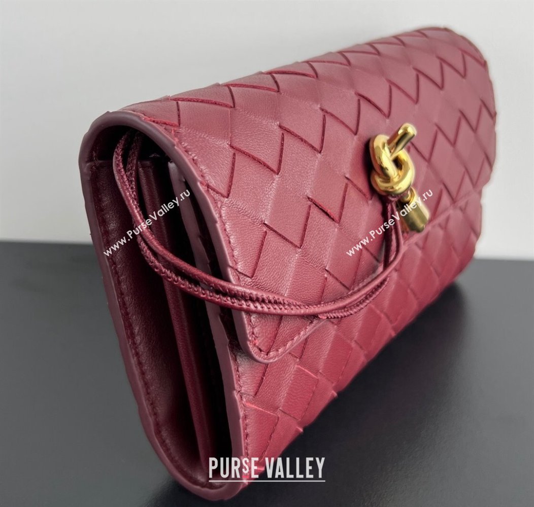 Bottega Veneta Andiamo Large Wallet in Intrecciato Leather Burgundy 2024 741504 (WT-241217003)