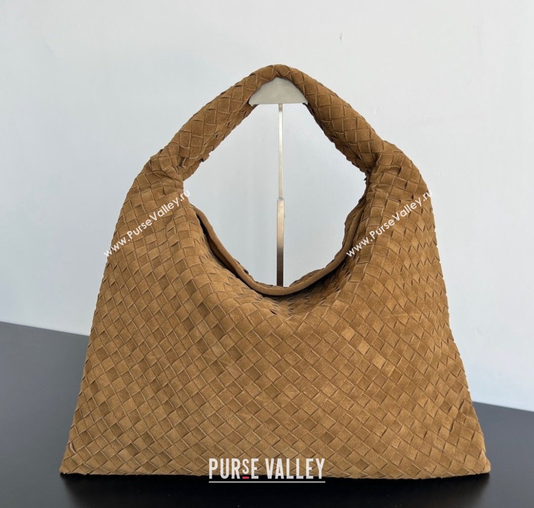 Bottega Veneta Large Hop Hobo Bag Intrecciato Suede Light Brown 2024 763970 (WT-241217020)