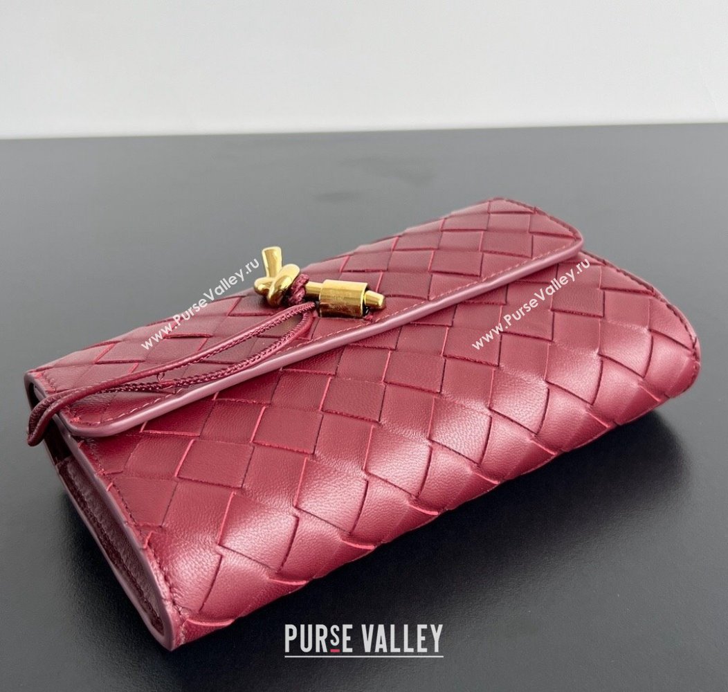 Bottega Veneta Andiamo Large Wallet in Intrecciato Leather Burgundy 2024 741504 (WT-241217003)