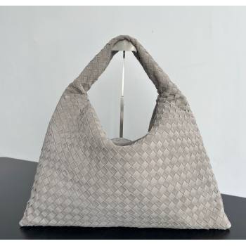 Bottega Veneta Large Hop Hobo Bag Intrecciato Suede Grey 2024 763970 (WT-241217021)