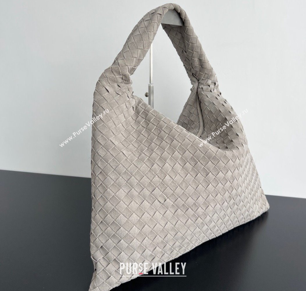 Bottega Veneta Large Hop Hobo Bag Intrecciato Suede Grey 2024 763970 (WT-241217021)