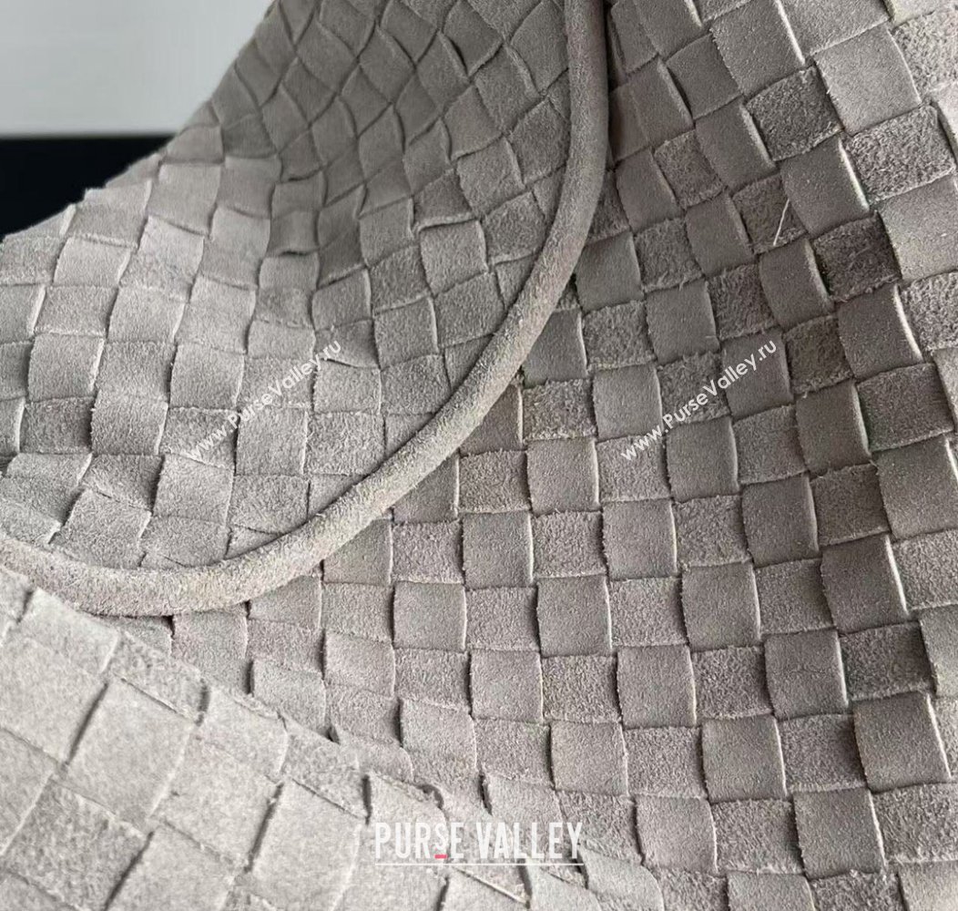 Bottega Veneta Large Hop Hobo Bag Intrecciato Suede Grey 2024 763970 (WT-241217021)