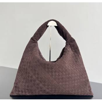 Bottega Veneta Large Hop Hobo Bag Intrecciato Suede Fondant Brown 2024 763970 (WT-241217022)