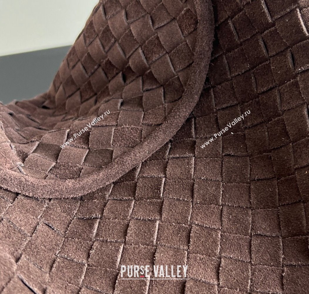 Bottega Veneta Large Hop Hobo Bag Intrecciato Suede Fondant Brown 2024 763970 (WT-241217022)