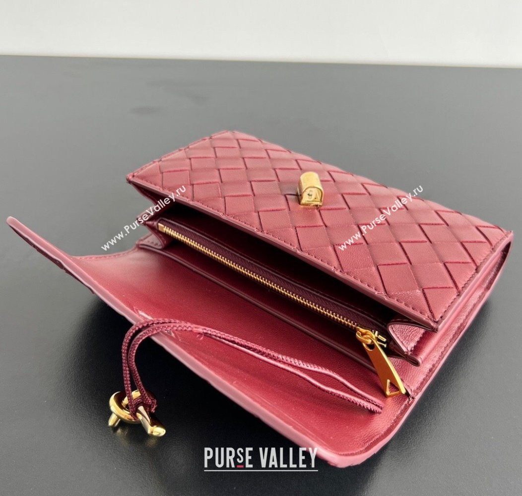 Bottega Veneta Andiamo Large Wallet in Intrecciato Leather Burgundy 2024 741504 (WT-241217003)