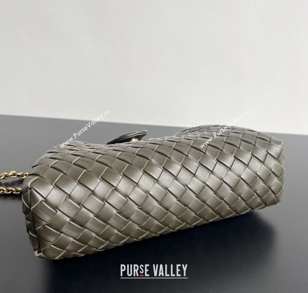 Bottega Veneta Lauren 1980 Clutch bag With Chain in Intrecciato Leather Khaki Green 2024 785807 (WT-241217024)