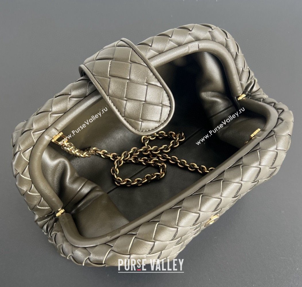 Bottega Veneta Lauren 1980 Clutch bag With Chain in Intrecciato Leather Khaki Green 2024 785807 (WT-241217024)