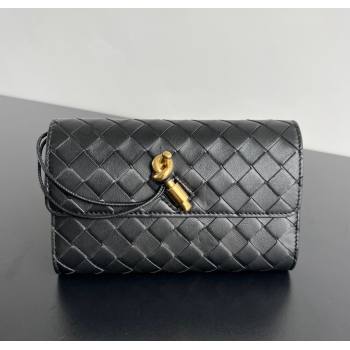 Bottega Veneta Andiamo Large Wallet in Intrecciato Leather Black 2024 741504 (WT-241217004)