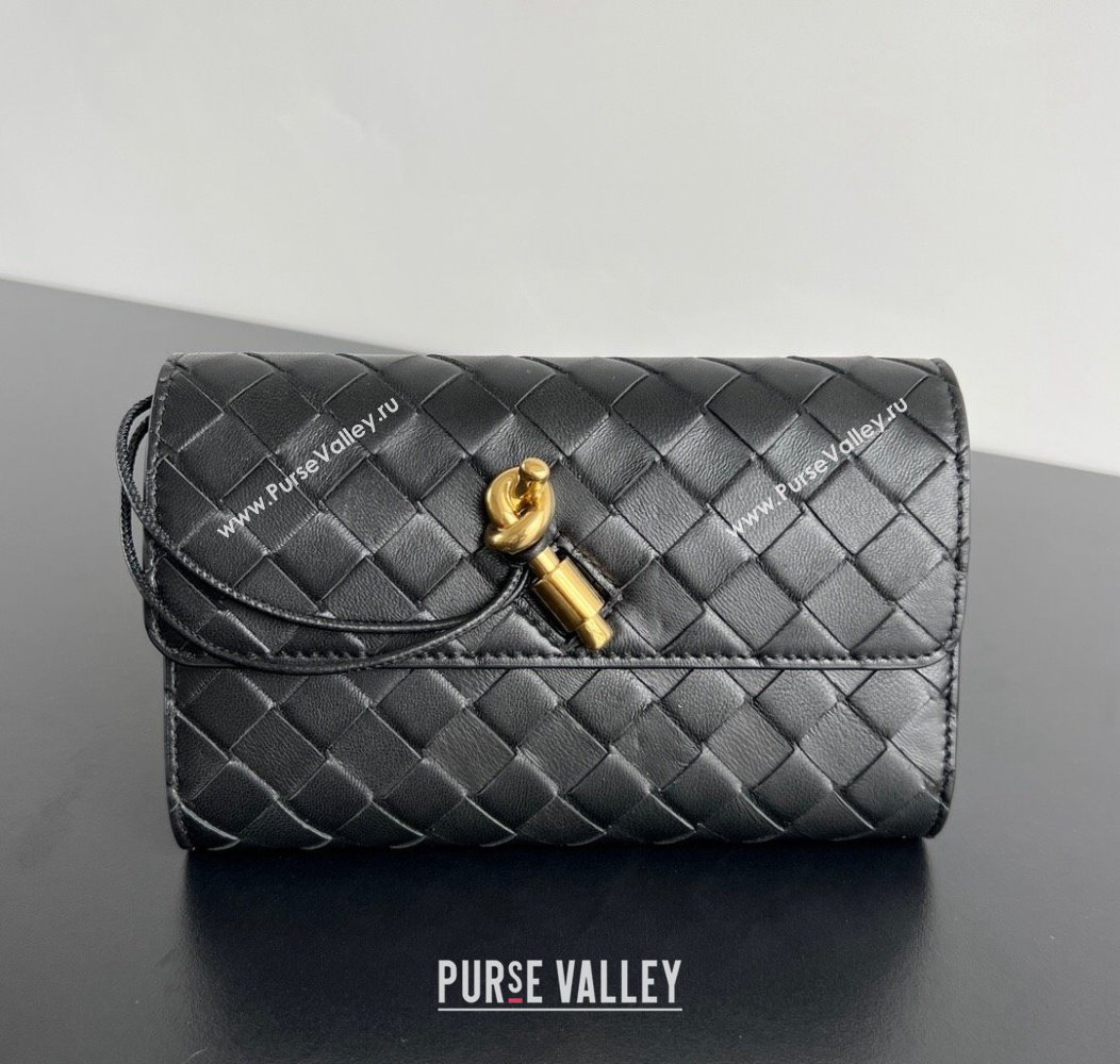 Bottega Veneta Andiamo Large Wallet in Intrecciato Leather Black 2024 741504 (WT-241217004)