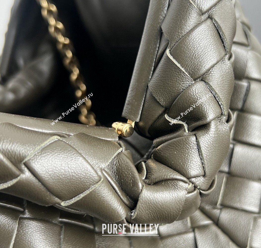 Bottega Veneta Lauren 1980 Clutch bag With Chain in Intrecciato Leather Khaki Green 2024 785807 (WT-241217024)