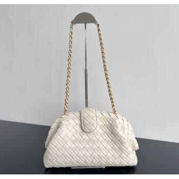 Bottega Veneta Lauren 1980 Clutch bag With Chain in Intrecciato Leather White 2024 785807 (WT-241217025)