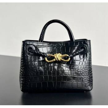 Bottega Veneta Andiamo Mini Bag in Crocodile Embossed Leather Black 2024 777614 (WT-241217030)