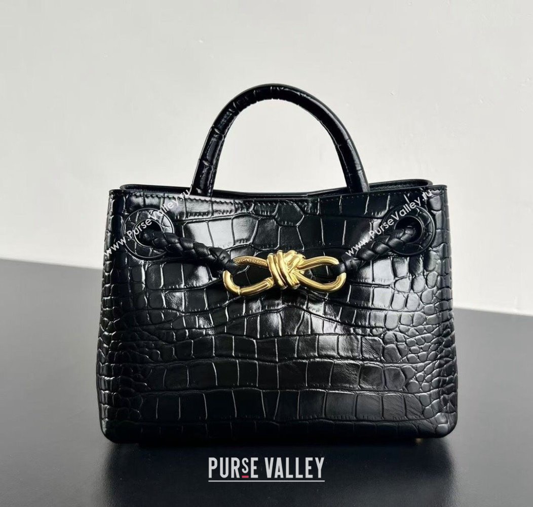 Bottega Veneta Andiamo Mini Bag in Crocodile Embossed Leather Black 2024 777614 (WT-241217030)