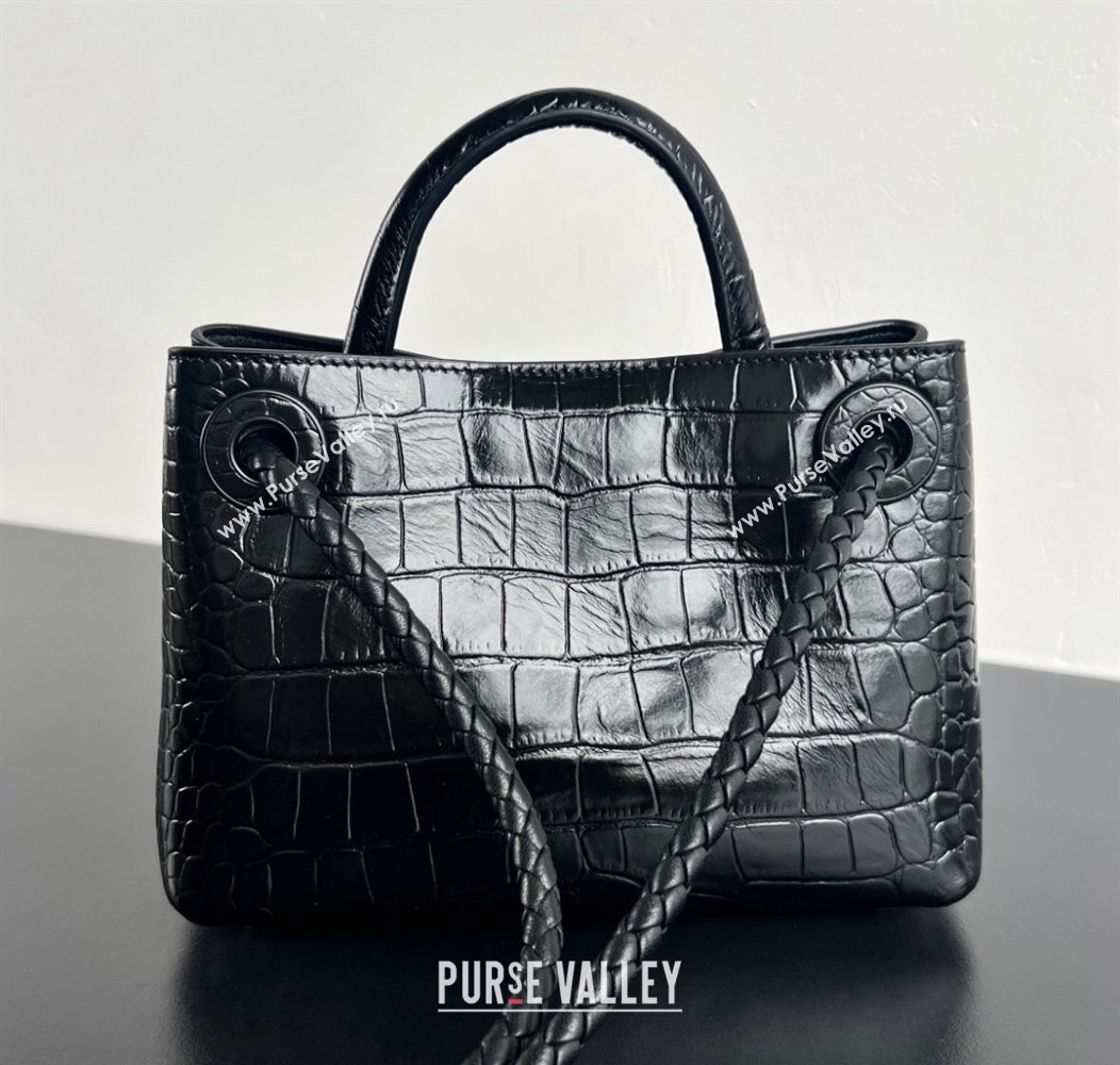 Bottega Veneta Andiamo Mini Bag in Crocodile Embossed Leather Black 2024 777614 (WT-241217030)