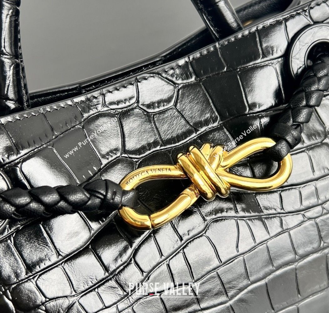 Bottega Veneta Andiamo Mini Bag in Crocodile Embossed Leather Black 2024 777614 (WT-241217030)