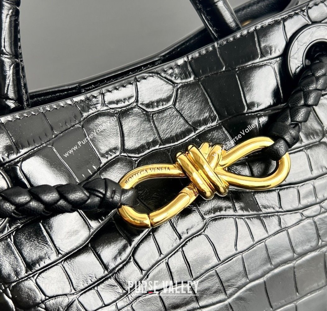 Bottega Veneta Andiamo Mini Bag in Crocodile Embossed Leather Black 2024 777614 (WT-241217030)