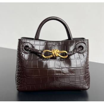 Bottega Veneta Andiamo Mini Bag in Crocodile Embossed Leather Fondant Brown 2024 777614 (WT-241217031)