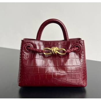 Bottega Veneta Andiamo Mini Bag in Crocodile Embossed Leather Burgundy 2024 777614 (WT-241217032)