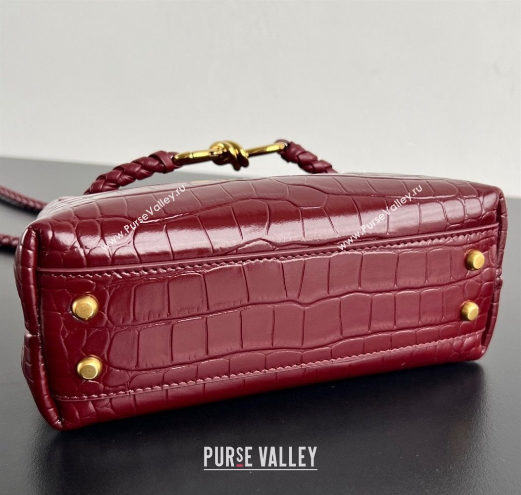 Bottega Veneta Andiamo Mini Bag in Crocodile Embossed Leather Burgundy 2024 777614 (WT-241217032)