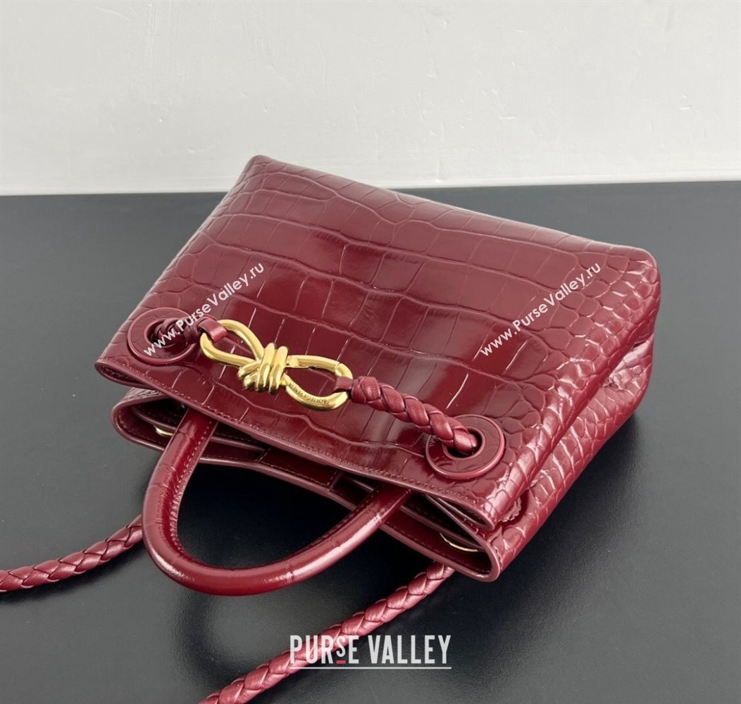 Bottega Veneta Andiamo Mini Bag in Crocodile Embossed Leather Burgundy 2024 777614 (WT-241217032)