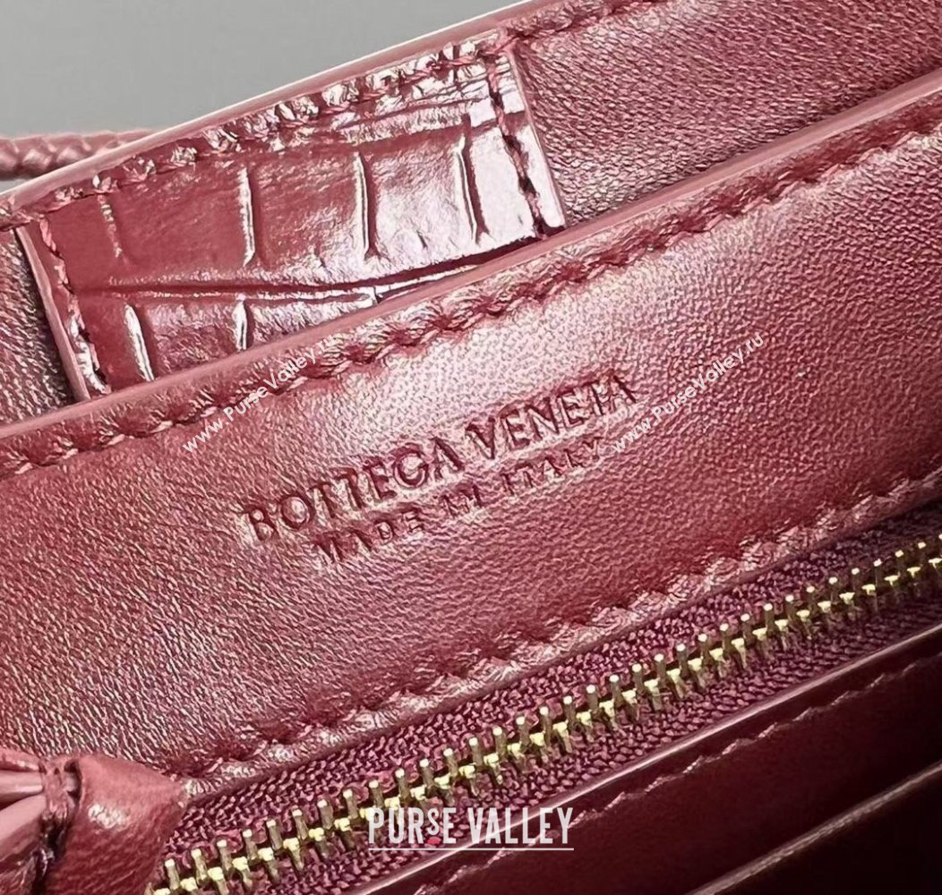 Bottega Veneta Andiamo Mini Bag in Crocodile Embossed Leather Burgundy 2024 777614 (WT-241217032)