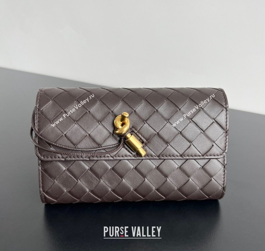 Bottega Veneta Andiamo Large Wallet in Intrecciato Leather Fondant Brown 2024 741504 (WT-241217005)