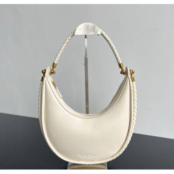 Bottega Veneta Hula Hoop Hobo Bag in Smooth Leather 794902 Sea Salt White 2024 (WT-241217034)