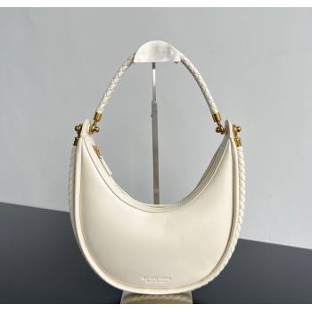 Bottega Veneta Hula Hoop Hobo Bag in Smooth Leather 794902 Sea Salt White 2024 (WT-241217034)