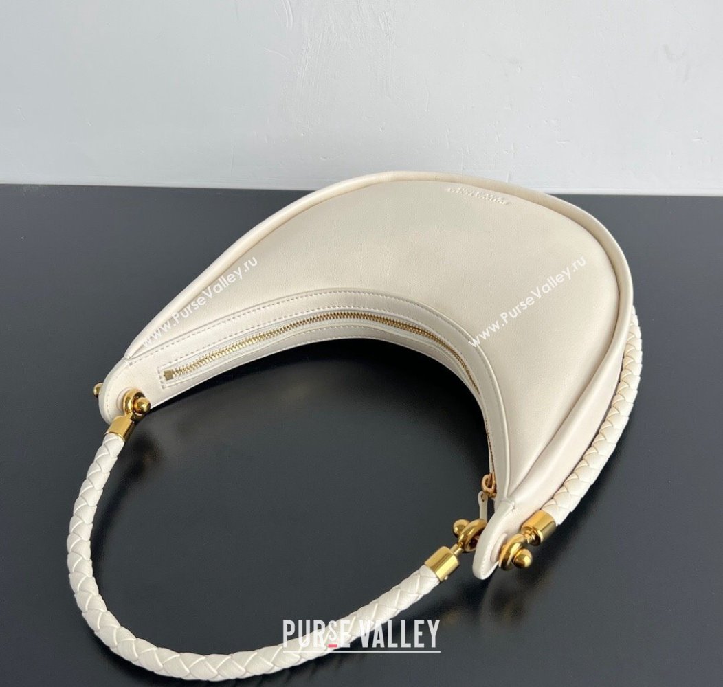 Bottega Veneta Hula Hoop Hobo Bag in Smooth Leather 794902 Sea Salt White 2024 (WT-241217034)