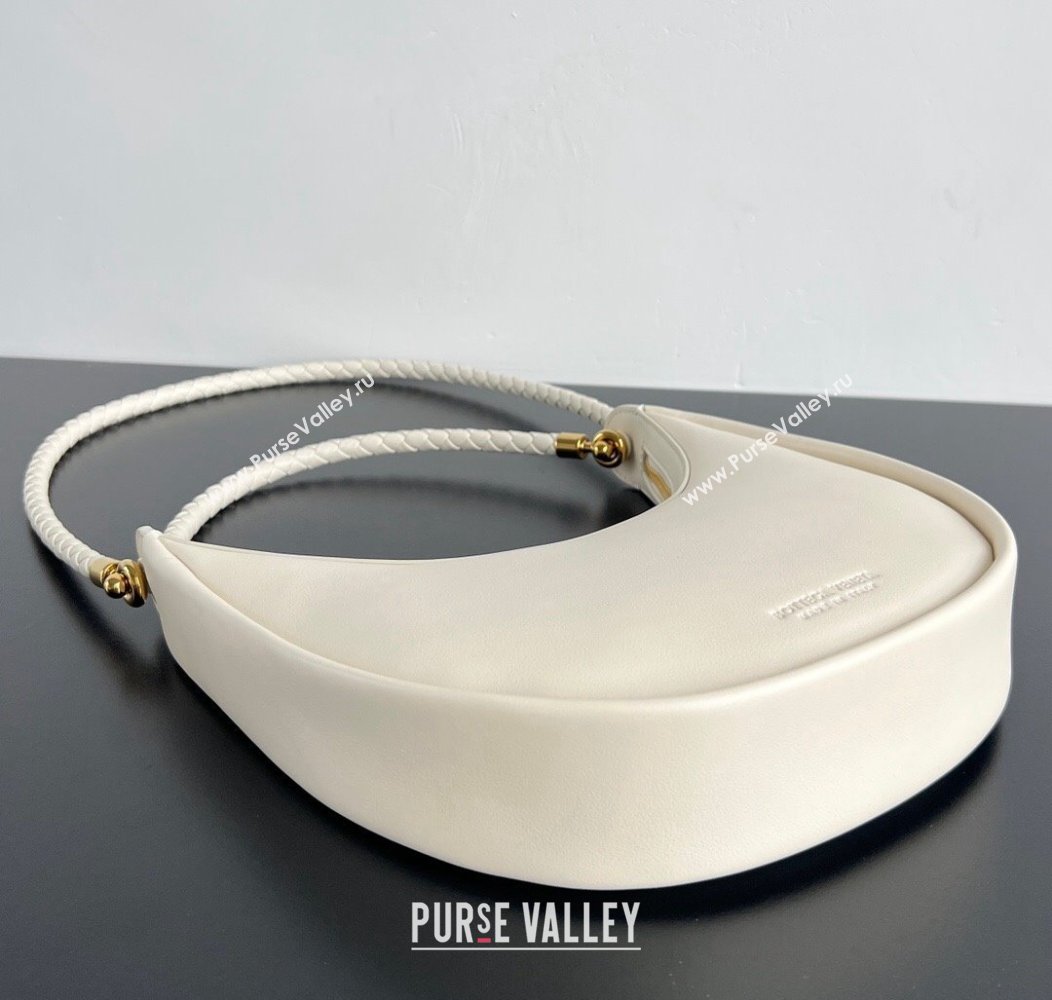 Bottega Veneta Hula Hoop Hobo Bag in Smooth Leather 794902 Sea Salt White 2024 (WT-241217034)