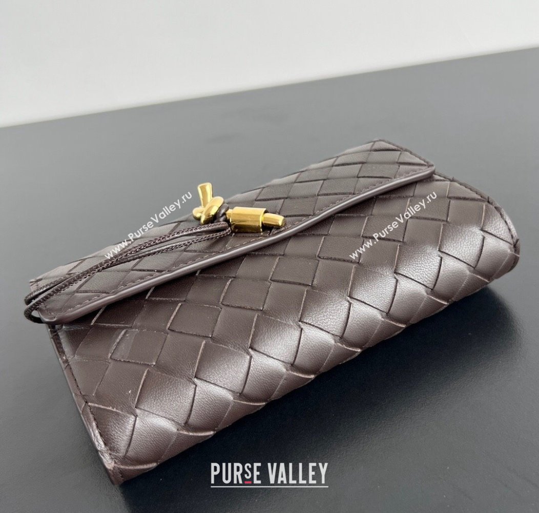 Bottega Veneta Andiamo Large Wallet in Intrecciato Leather Fondant Brown 2024 741504 (WT-241217005)