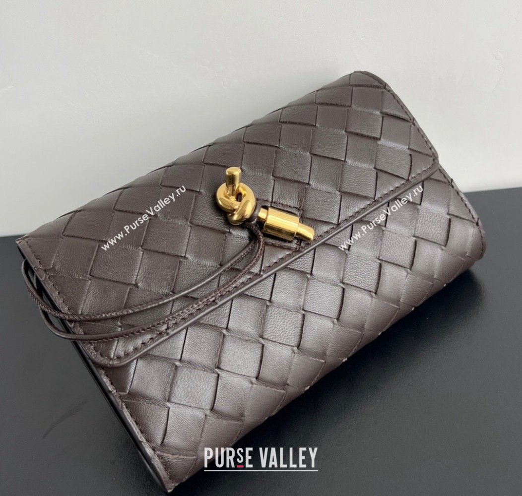 Bottega Veneta Andiamo Large Wallet in Intrecciato Leather Fondant Brown 2024 741504 (WT-241217005)