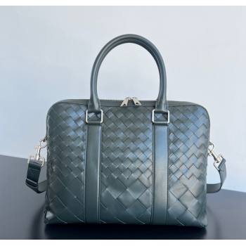 Bottega Veneta Mens Slim Intrecciato Leather Briefcase bag Green 2024 778081 (WT-241217042)