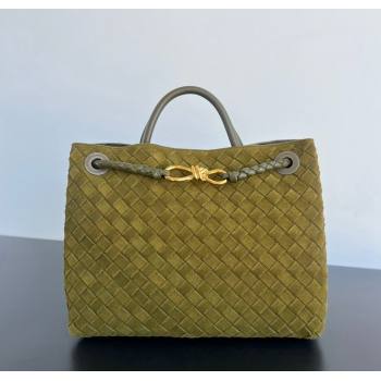 Bottega Veneta Medium Andiamo Top Handle Bag in Suede 743572 Lemon Green 2024 (WT-241217044)