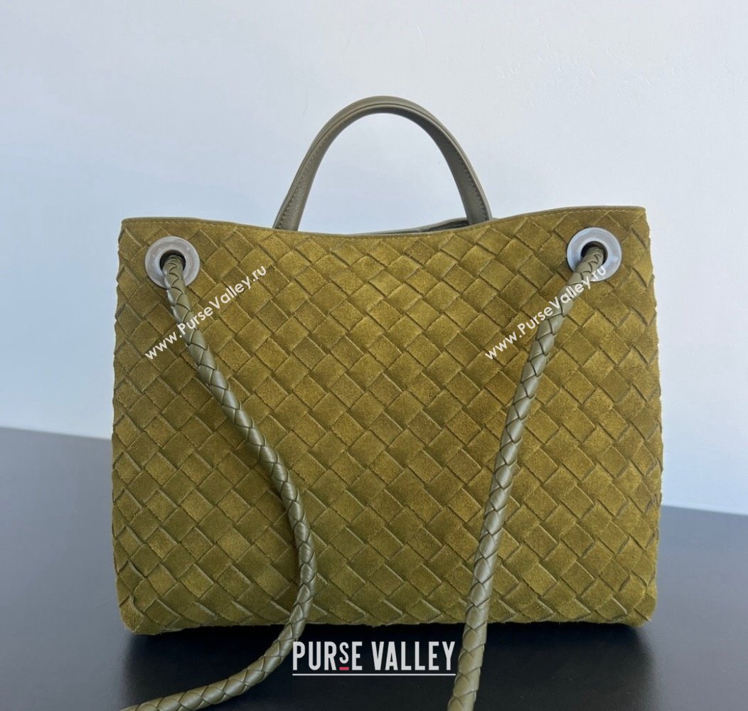 Bottega Veneta Medium Andiamo Top Handle Bag in Suede 743572 Lemon Green 2024 (WT-241217044)