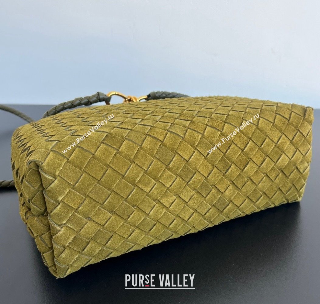 Bottega Veneta Medium Andiamo Top Handle Bag in Suede 743572 Lemon Green 2024 (WT-241217044)