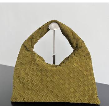 Bottega Veneta Small Hop Hobo Bag Intrecciato Suede Lemon Green 2023 763966 (WT-241217046)