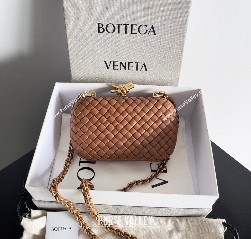 Bottega Veneta Knot With Chain Mini Bag Light Brown 2024 776662 (YX-241217047)